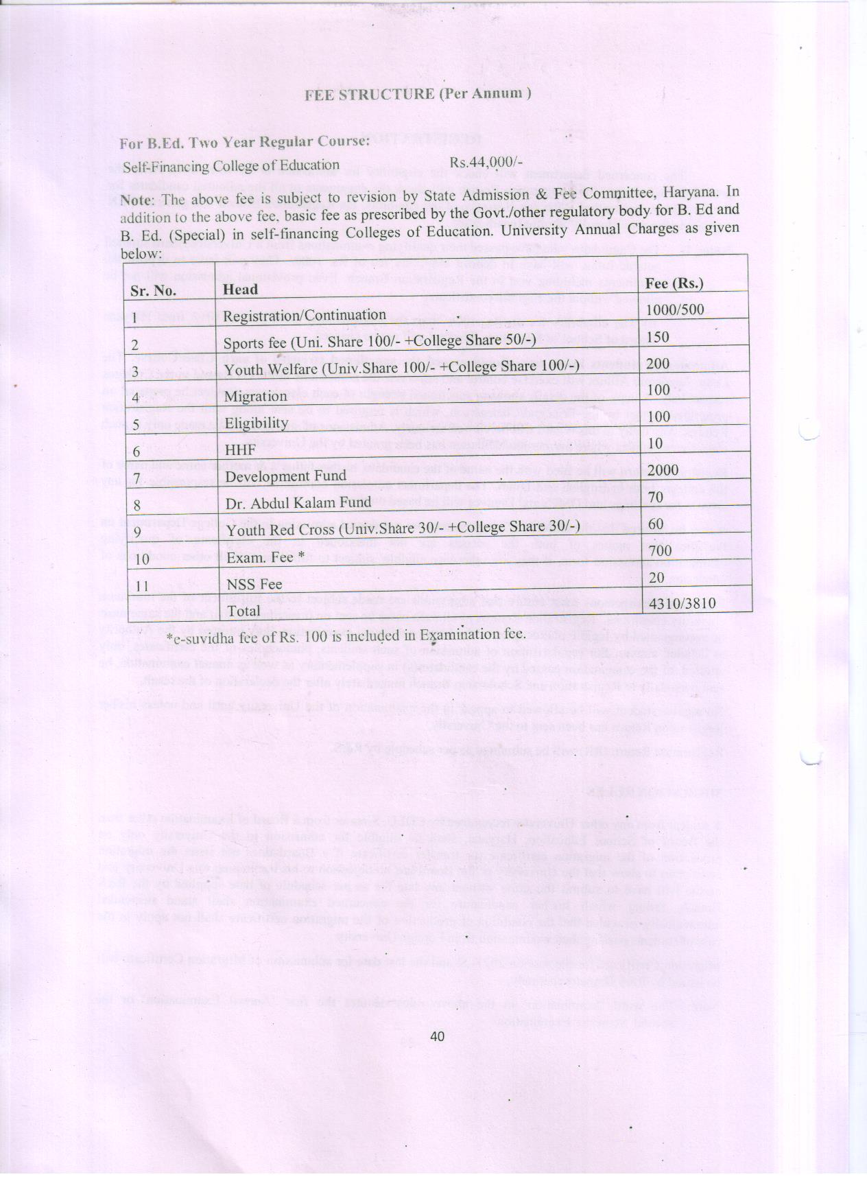 Fee Structure CRDAV Education